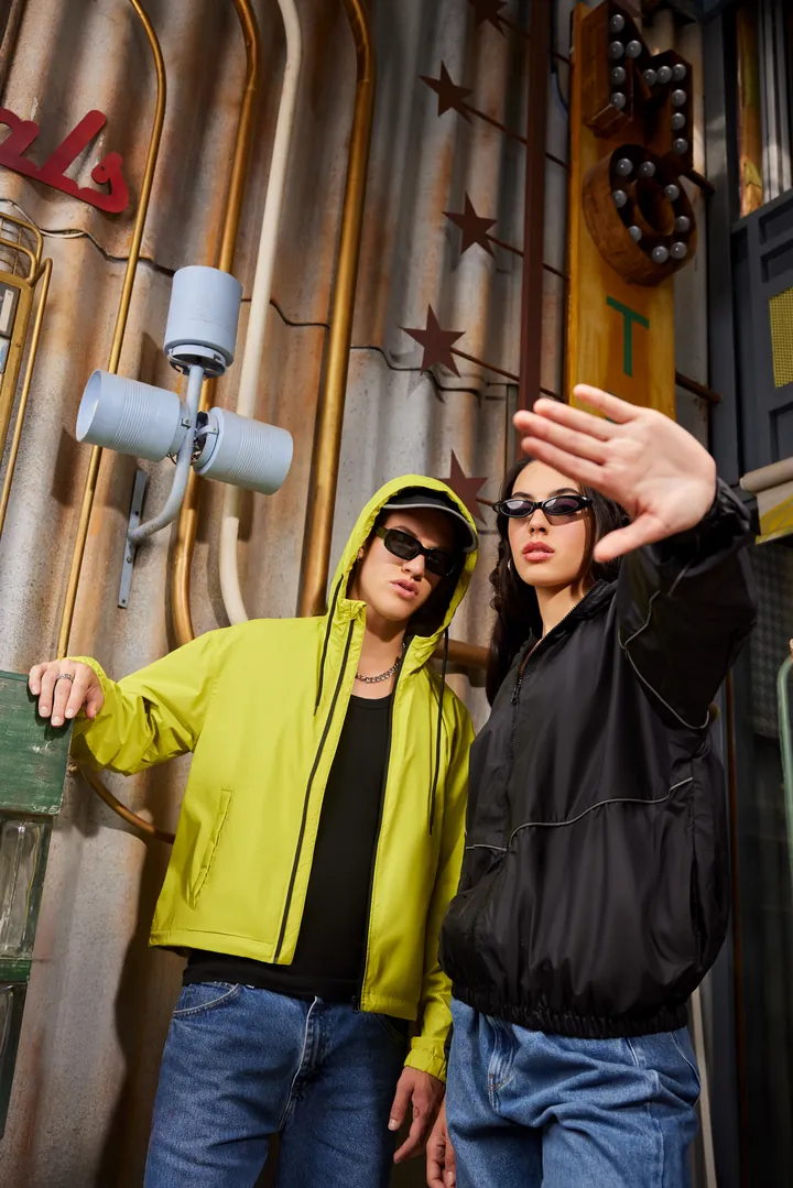 Hi-vis hoods. Fashion image, retouching by Mohammed Yasin.