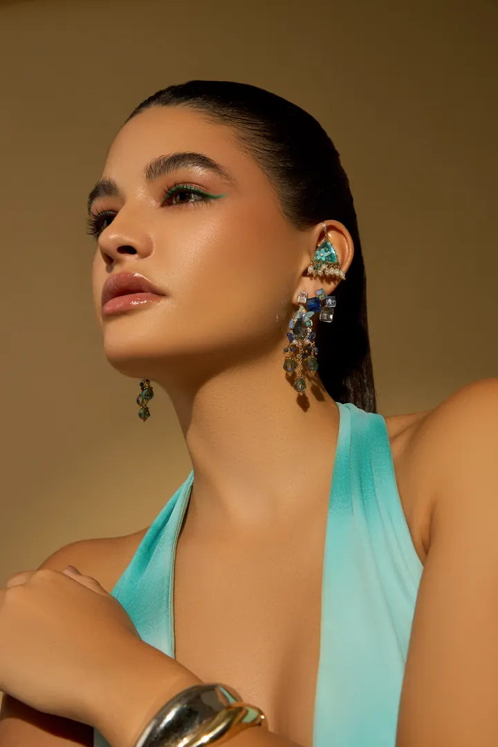 Turquoise drop. Beauty & jewellery image, retouching by Mohammed Yasin.