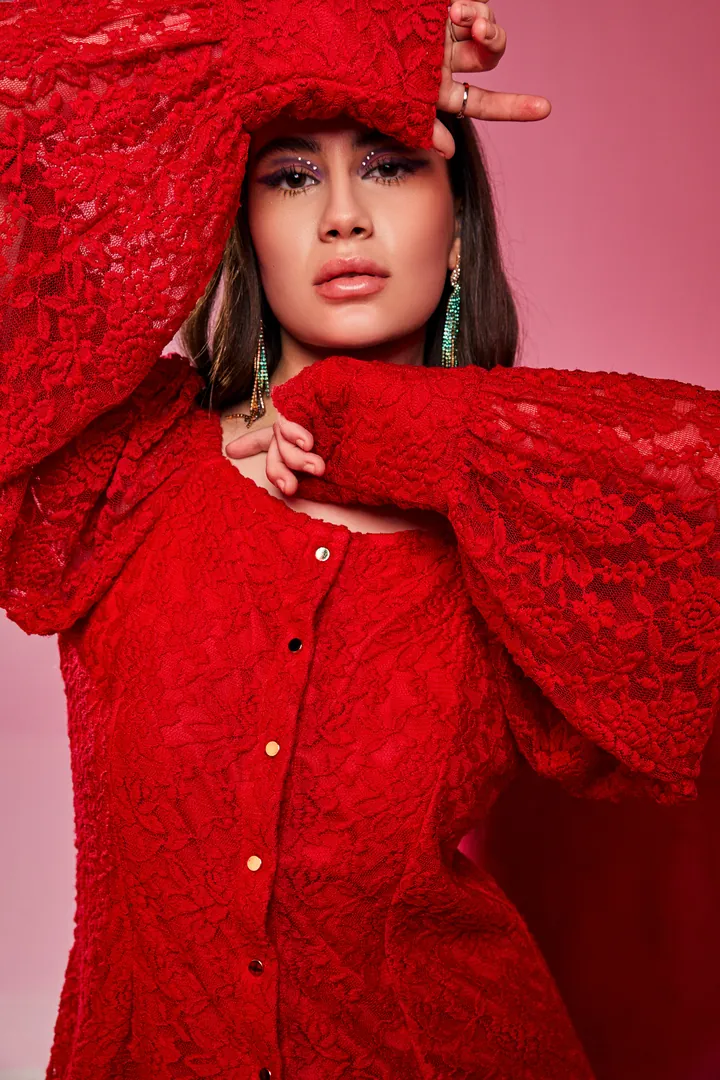 Scarlet lace. Fashion image, retouching by Mohammed Yasin.