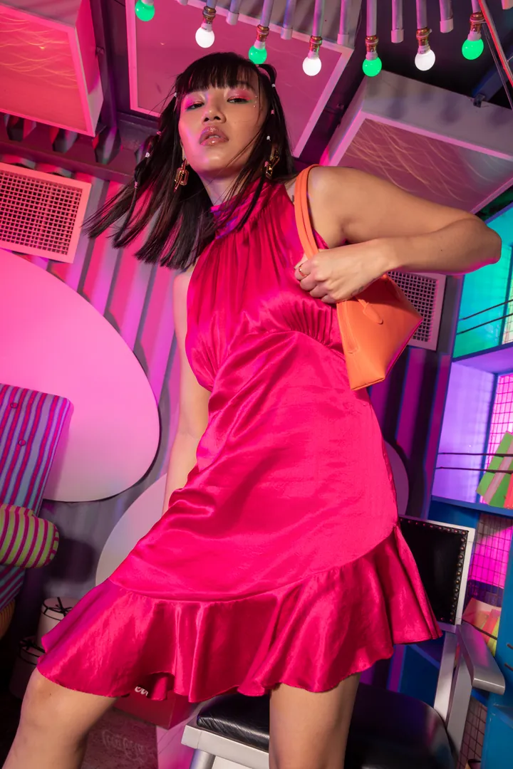 Neon satin. Fashion image, retouching by Mohammed Yasin.