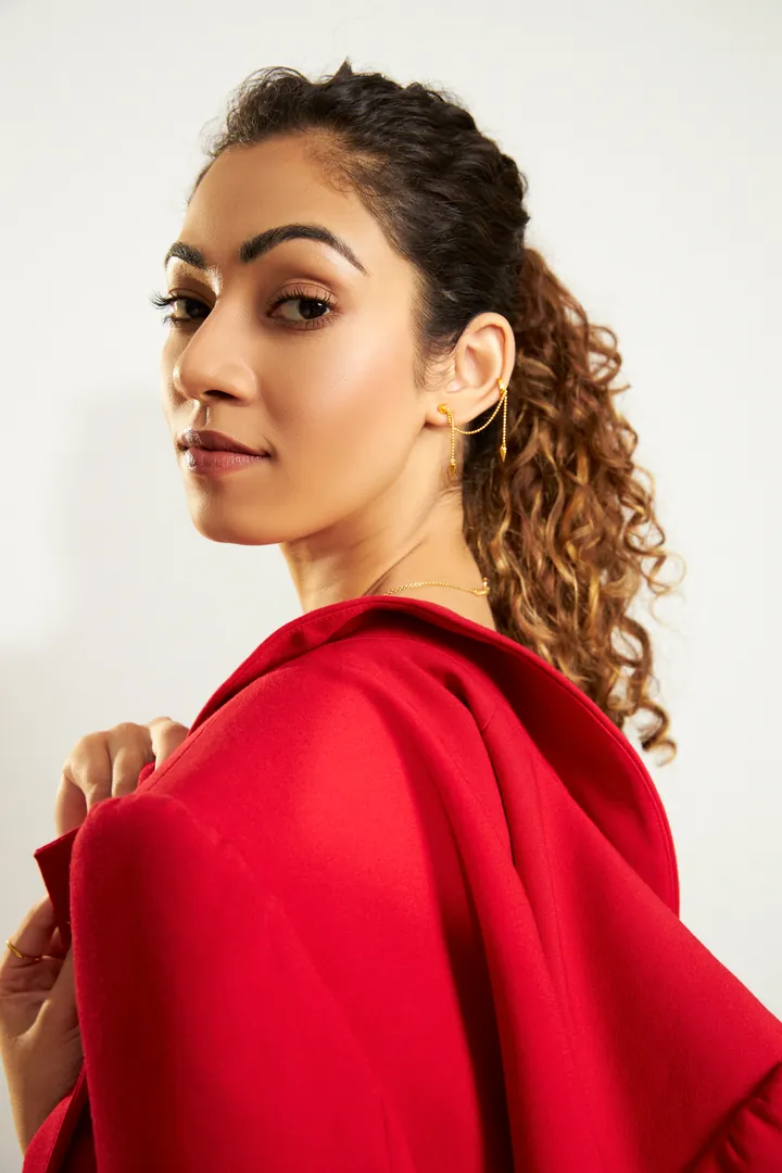 Red blazer. Beauty & jewellery image, retouching by Mohammed Yasin.